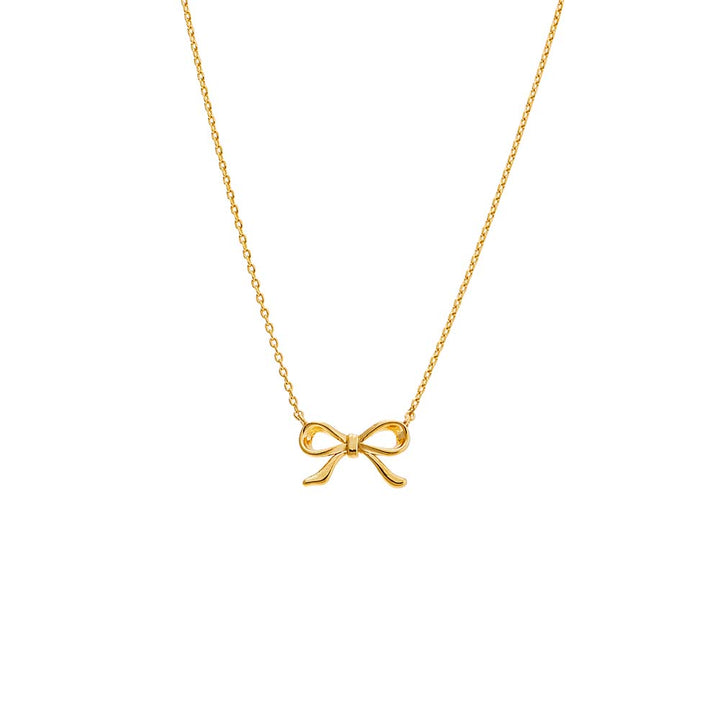 Gold Solid Bow Tie Necklace - Adina Eden's Jewels