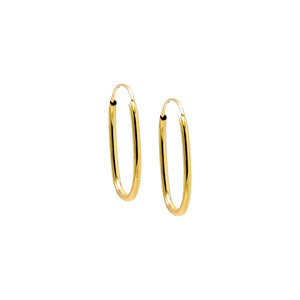 14K Gold / 18MM Solid Endless Oval Shape Hoop Earring 14K - Adina Eden's Jewels