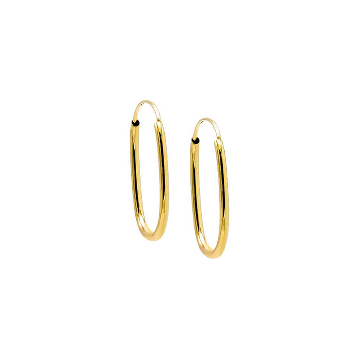 14K Gold / 18MM Solid Endless Oval Shape Hoop Earring 14K - Adina Eden's Jewels