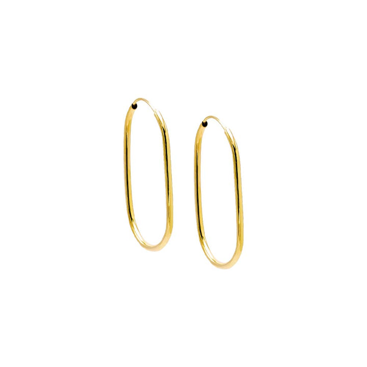 14K Gold / 29MM Solid Endless Oval Shape Hoop Earring 14K - Adina Eden's Jewels