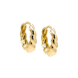 14K Gold Solid Graduated Twisted Huggie Earring 14K - Adina Eden's Jewels