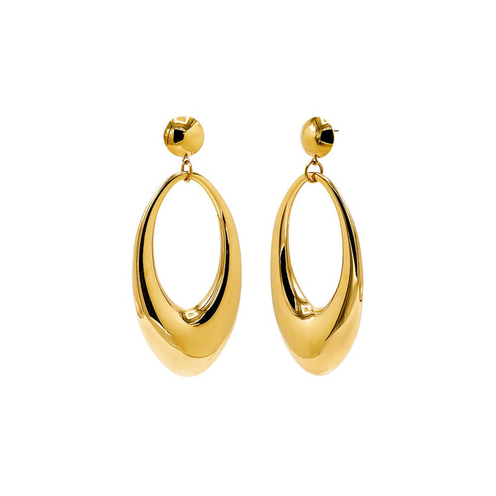 Gold Solid Open Drop Graduated Stud Earring - Adina Eden's Jewels