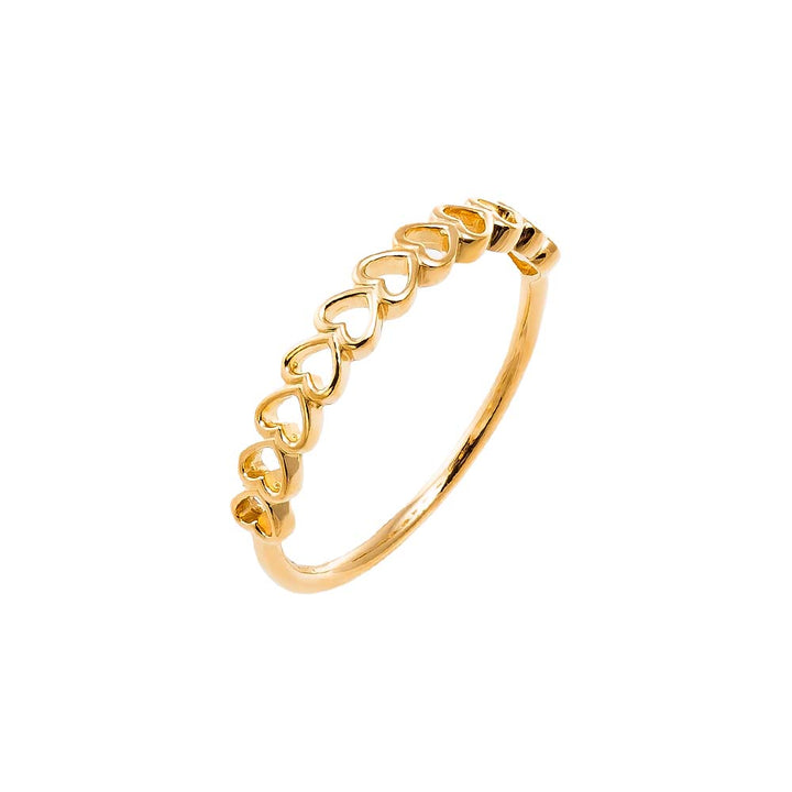 14K Gold / 6 Solid Open Hearts Band Ring 14K - Adina Eden's Jewels