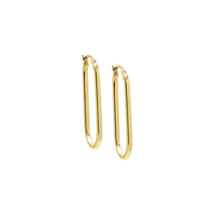 14K Gold / 32MM Solid Oval Shape Hoop Earring 14K - Adina Eden's Jewels