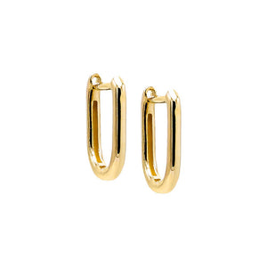 14K Gold Solid Paperclip Huggie Earring 14K - Adina Eden's Jewels