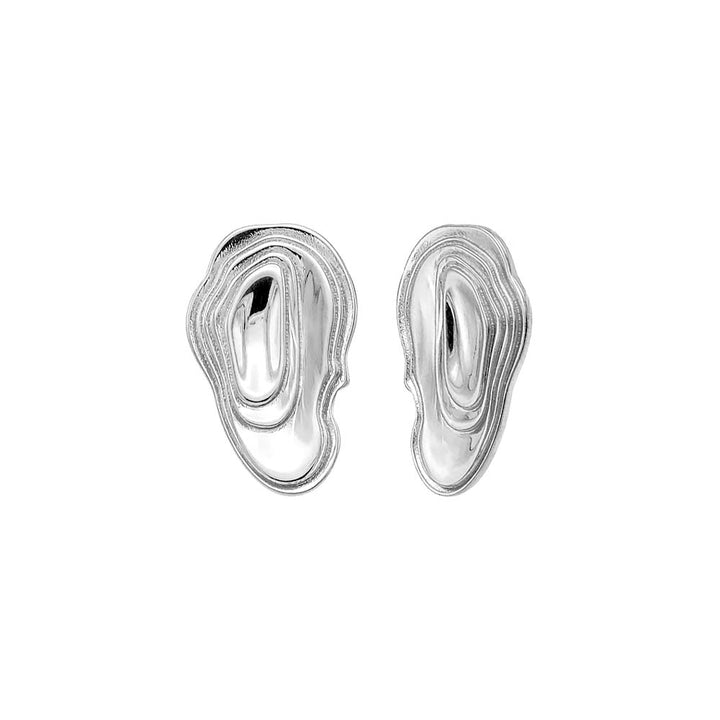 Silver Solid Fluid Metal Unique Shape Stud Earring - Adina Eden's Jewels