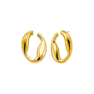 Gold Solid Open Rounded Statement Earring - Adina Eden's Jewels