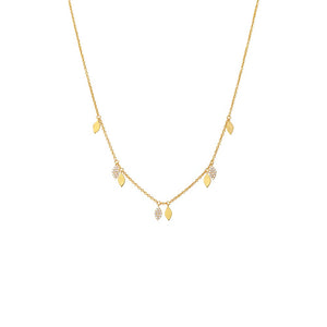 Gold Solid/Pave Diamond Shape Shaker Necklace - Adina Eden's Jewels