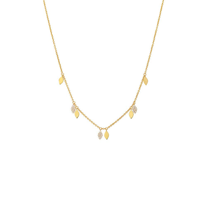 Gold Solid/Pave Diamond Shape Shaker Necklace - Adina Eden's Jewels