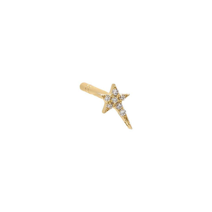 14K Gold / Single Diamond Pave Shooting Star Stud Earring 14K - Adina Eden's Jewels