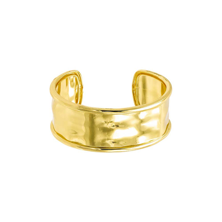 Gold Super Wide Indented Bangle Bracelet - Adina Eden's Jewels