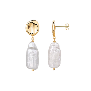 Pearl White Baroque Pearl Drop Fancy Stud Earring - Adina Eden's Jewels