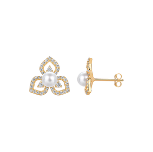 Pearl White CZ & Pearl Fancy On The Ear Stud Earring - Adina Eden's Jewels