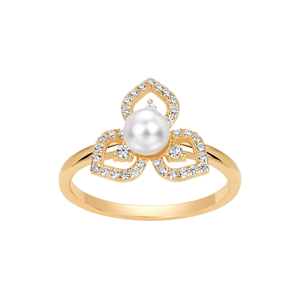 Pearl White / 6 CZ & Pearl Fancy Ring - Adina Eden's Jewels