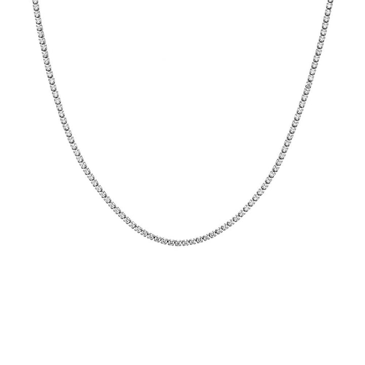 Silver / 15" Classic Thin Tennis Necklace - Adina Eden's Jewels