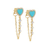 Turquoise Pave Colored Gemstone Drop Chain Stud Earring - Adina Eden's Jewels