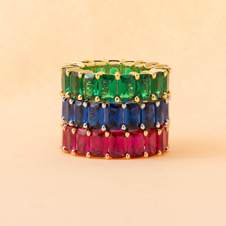 Colored CZ Baguette Eternity Band - Adina Eden's Jewels