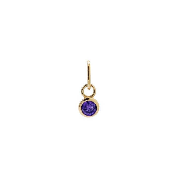 Amethyst Tiny Birthstone Dangling Bezel Charm 14K - Adina Eden's Jewels