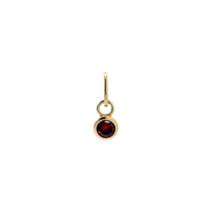 Garnet Tiny Birthstone Dangling Bezel Charm 14K - Adina Eden's Jewels