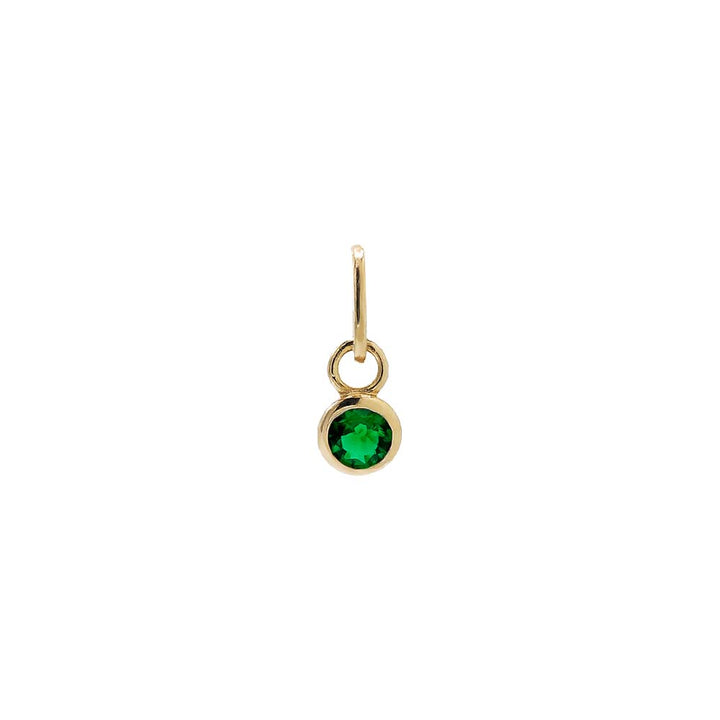 Emerald Green Tiny Birthstone Dangling Bezel Charm 14K - Adina Eden's Jewels