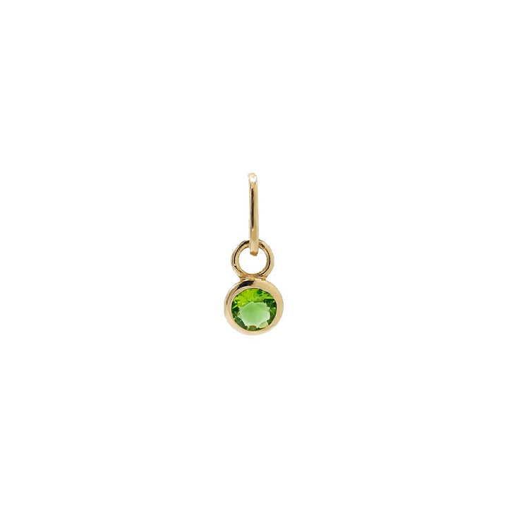 Peridot Tiny Birthstone Dangling Bezel Charm 14K - Adina Eden's Jewels