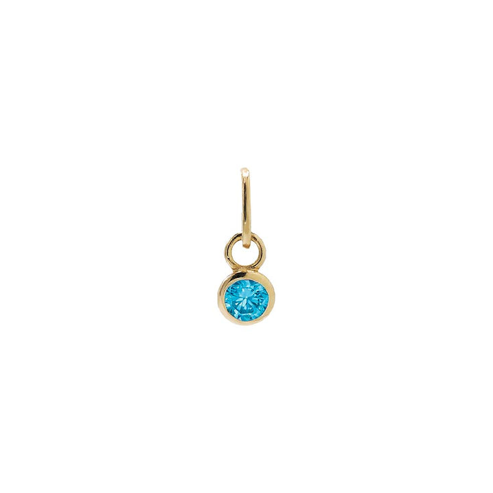 Topaz Tiny Birthstone Dangling Bezel Charm 14K - Adina Eden's Jewels