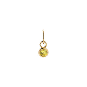 Yellow Tiny Birthstone Dangling Bezel Charm 14K - Adina Eden's Jewels