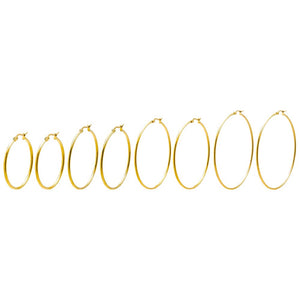 Gold / Multi Size Solid Multi Size Hoop Earring Combo Set - Adina Eden's Jewels