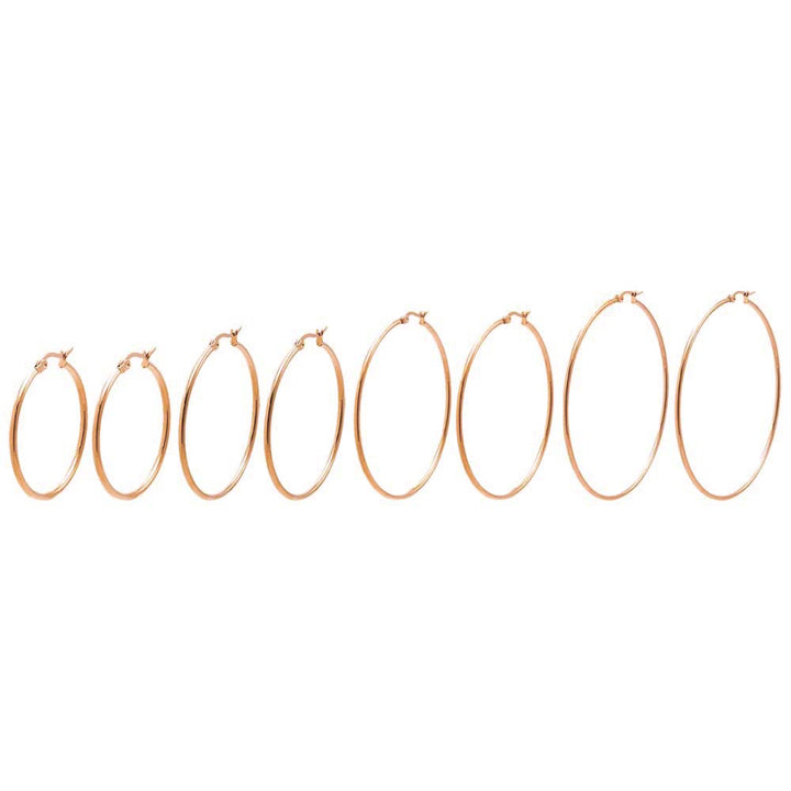 Rose Gold / Multi Size Solid Multi Size Hoop Earring Combo Set - Adina Eden's Jewels