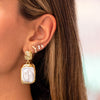  CZ Bezel X Pearl Stud Earring - Adina Eden's Jewels