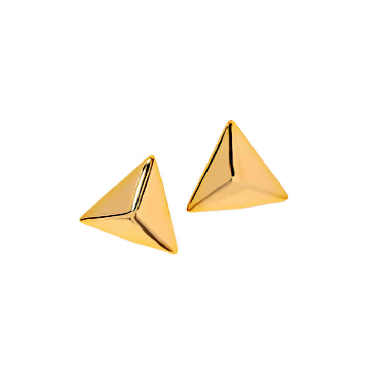 Gold Puffy Triangle Stud Earring - Adina Eden's Jewels