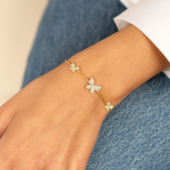  Pavé Triple Butterfly Bracelet - Adina Eden's Jewels