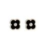 Onyx CZ Bezel Colored Stone Clover Stud Earring - Adina Eden's Jewels