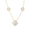 Mother of Pearl Multi Pave Outlined Colored Stone Clover Necklace - Adina Eden's Jewels