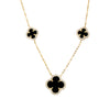 Onyx Multi Pave Outlined Colored Stone Clover Necklace - Adina Eden's Jewels