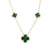 Malachite Multi Pave Outlined Colored Stone Clover Necklace - Adina Eden's Jewels