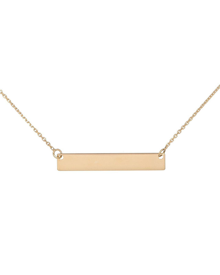 14K Gold / Engraved Engraved Thin Bar Necklace 14K - Adina Eden's Jewels