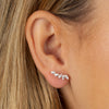  Multi Marquise Curved Threaded Bar Stud Earring 14K - Adina Eden's Jewels