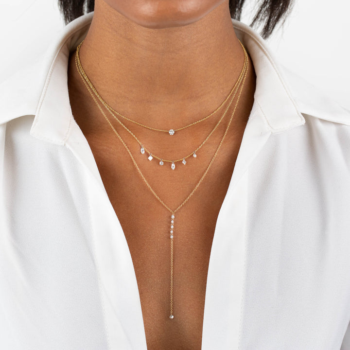  Floating Multi Shape Diamond Necklace 14K - Adina Eden's Jewels