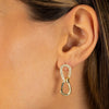  Curved Pave/Solid Drop Link Stud Earring - Adina Eden's Jewels