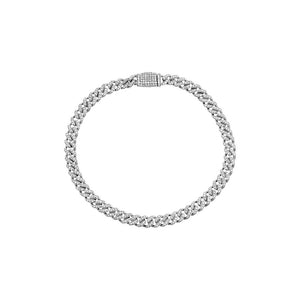 14K White Gold Diamond Pave Cuban Chain Link Bracelet 14K - Adina Eden's Jewels