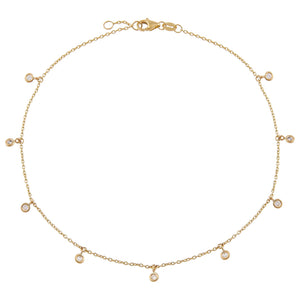 14K Gold Diamond Bezel Dangle Anklet 14K - Adina Eden's Jewels