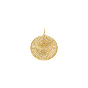 14K Gold Diamond Ridged Butterfly Coin Charm 14K - Adina Eden's Jewels