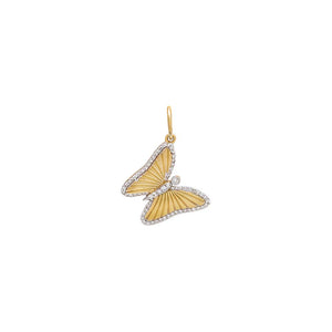 14K Gold Pavé Diamond Ridged Butterfly Charm 14K - Adina Eden's Jewels