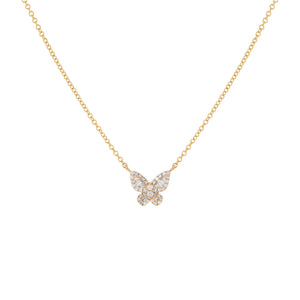 14K Gold Diamond Baguette Butterfly Necklace 14K - Adina Eden's Jewels