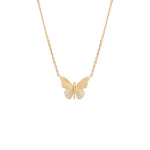 14K Gold Ridged Butterfly Necklace 14K - Adina Eden's Jewels