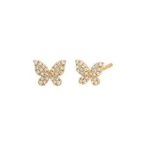 14K Gold / Pair Diamond Mini Butterfly Stud Earring 14K - Adina Eden's Jewels