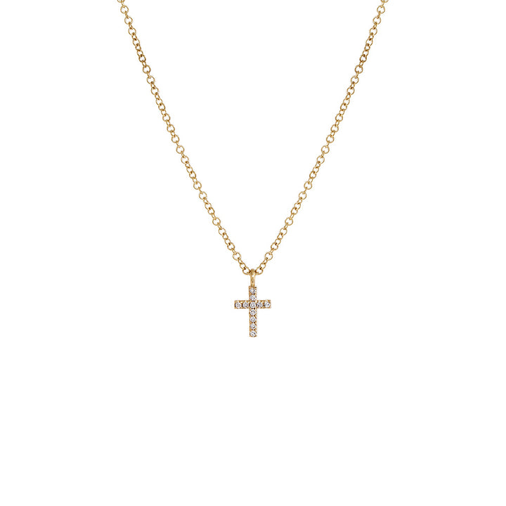 14K Gold Diamond Pave Cross Necklace 14K - Adina Eden's Jewels