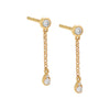 14K Gold / Pair Diamond Round Bezel X Marquise Chain Drop Stud Earring 14K - Adina Eden's Jewels