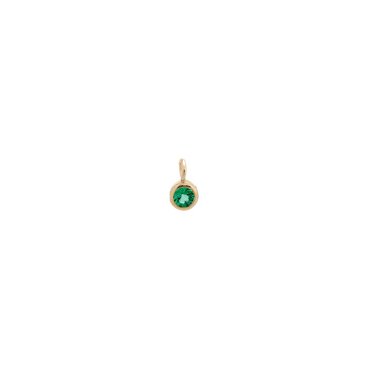 14K Emerald Green Tiny Colored Solitaire Bezel Charm 14K - Adina Eden's Jewels